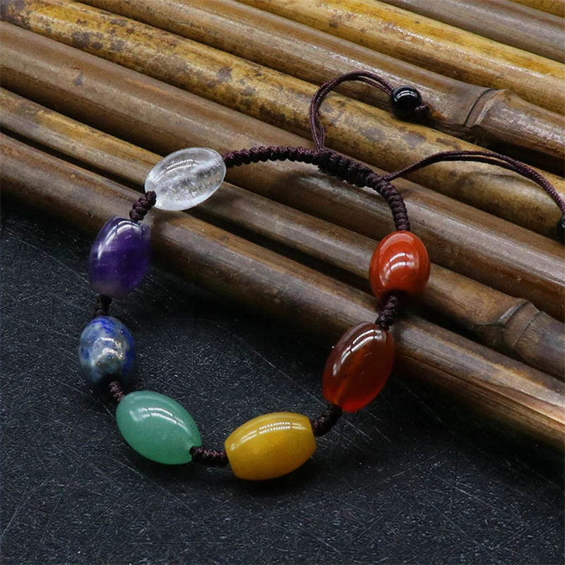 7 Chakra Healing Yoga Reiki Prayer Bead Stones Balance Beaded Warp Bracelet Braided Bangle Adjustable Jewelry for Women