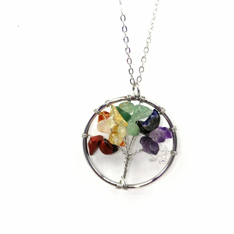 Tree of Life Pendant Amethyst Rose Crystal Necklace Gemstone Chakra Jewelry